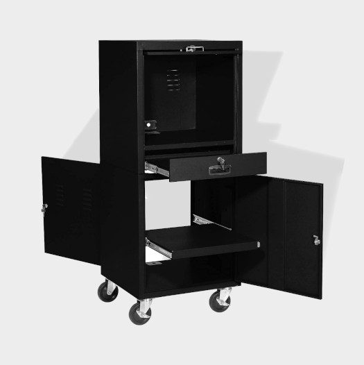 Cabinet Black Mobile Security Workstation